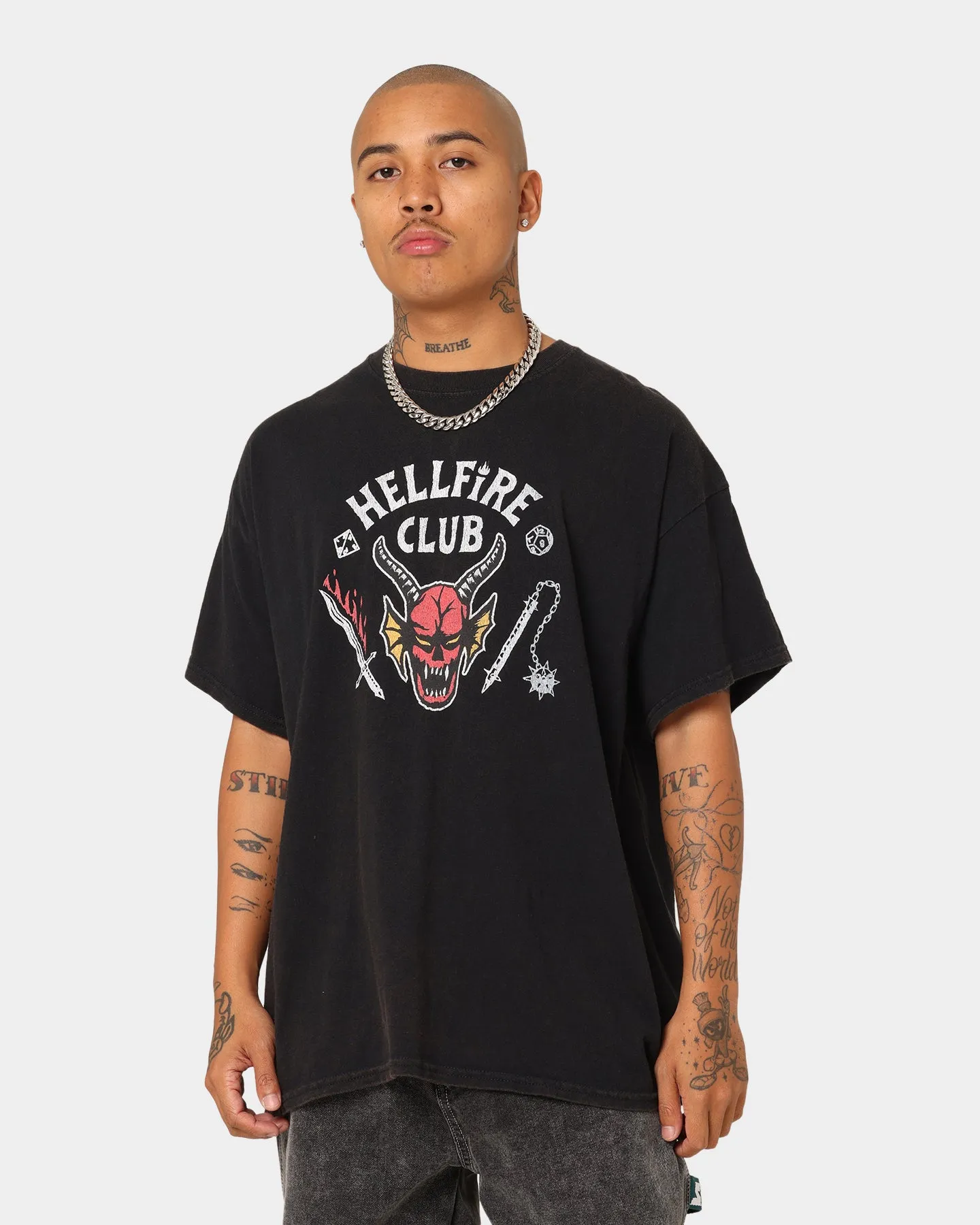 73Studio 73Studio X Stranger Things Hellfire Club Vintage T-Shirt Washed Black sold by Culture Kings