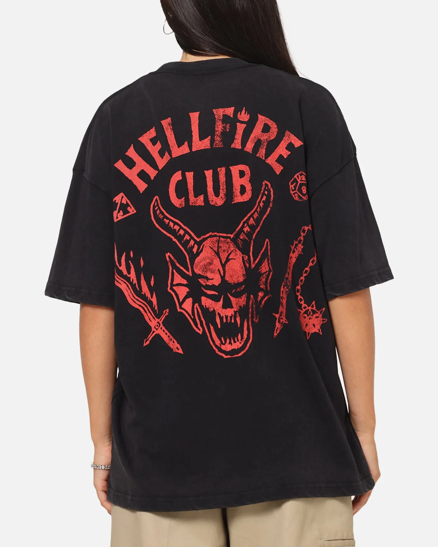 73Studio X Stranger Things Hellfire Lives T-Shirt Black Acidwash sold by Culture Kings