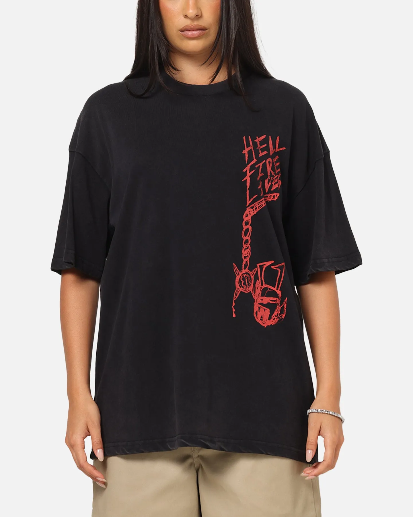 73Studio X Stranger Things Hellfire Lives T-Shirt Black Acidwash sold by Culture Kings product image thumbnail 2