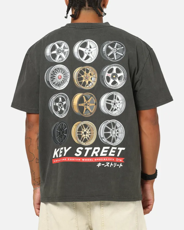 Key Street Wheels T-Shirt Black Wash sold by Culture Kings