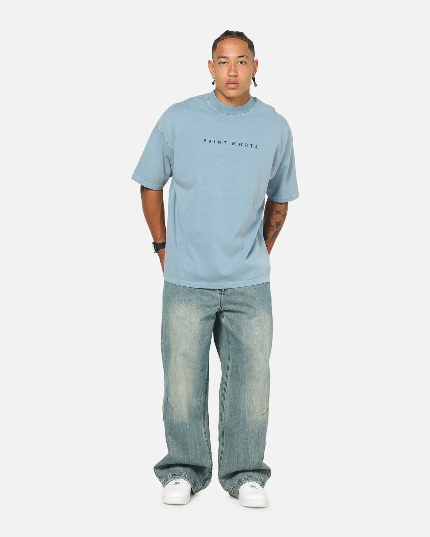Saint Morta Conviction Mock Neck T-Shirt Denim Blue sold by Culture Kings product image thumbnail 4