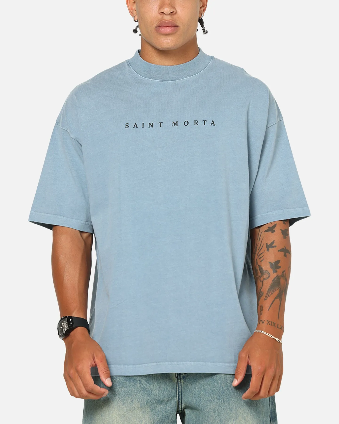 Saint Morta Conviction Mock Neck T-Shirt Denim Blue sold by Culture Kings product image thumbnail 2