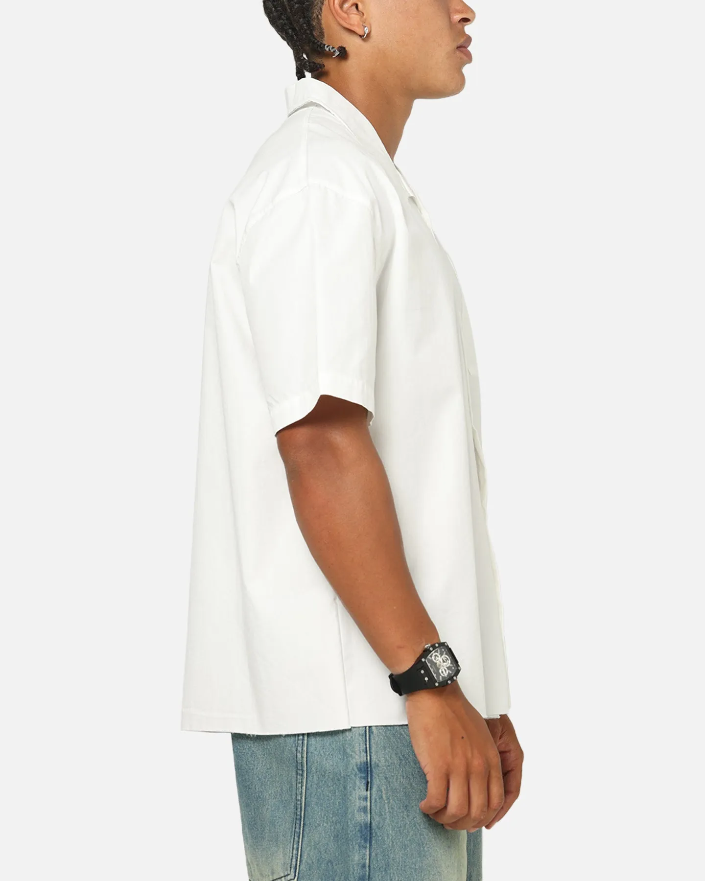 Saint Morta Raw Cut Twill Button Up Shirt Off White sold by Culture Kings product image thumbnail 4