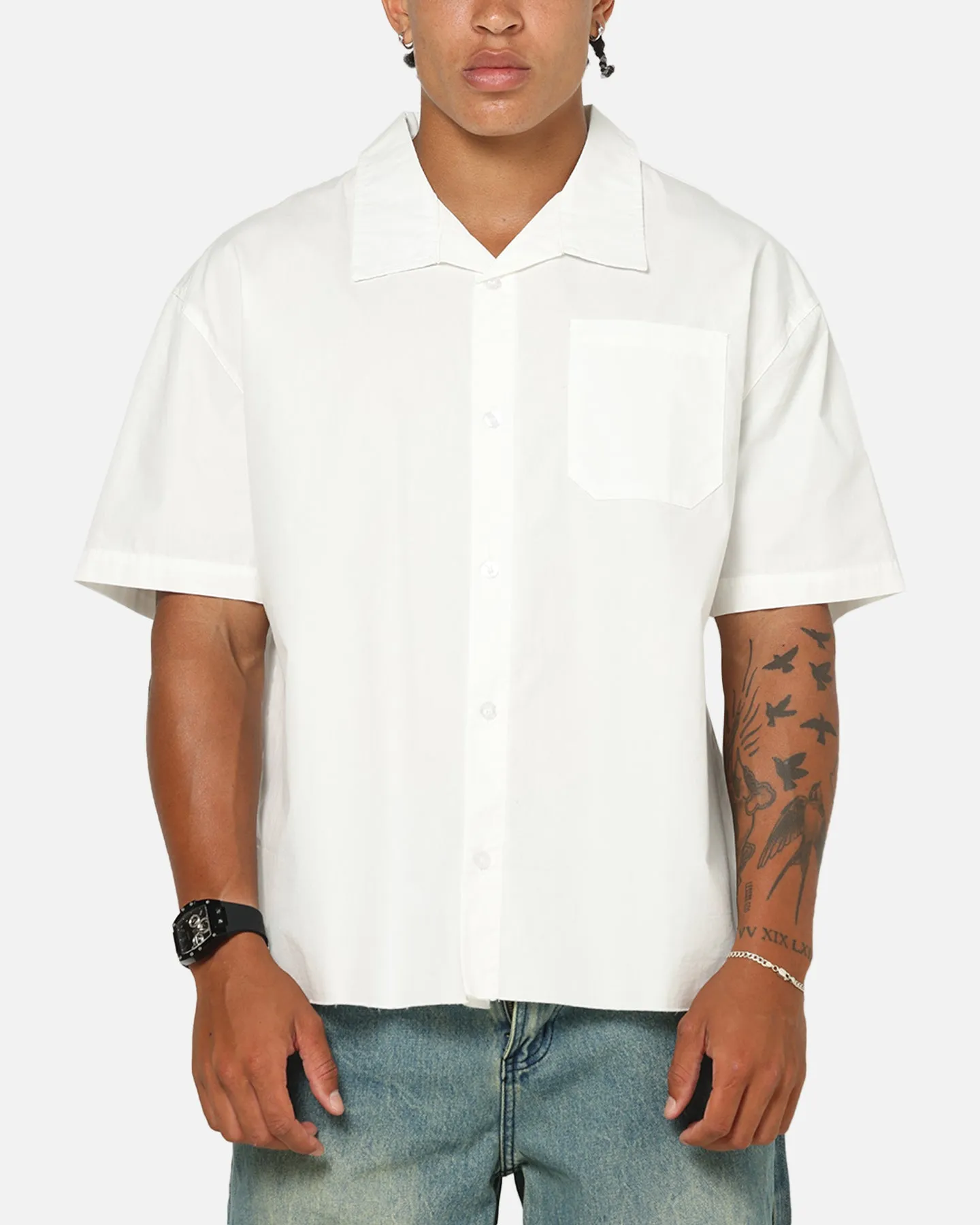 Saint Morta Raw Cut Twill Button Up Shirt Off White sold by Culture Kings
