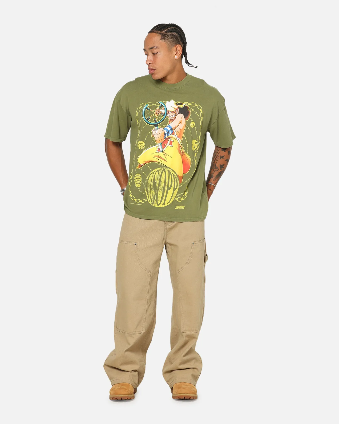 73Studio X One Piece Usopp Vintage T-Shirt Washed Olive sold by Culture Kings product image thumbnail 3