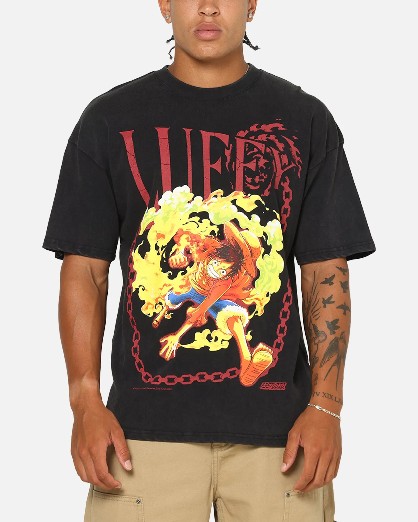 73Studio X One Piece Luffy Vintage T-Shirt Off Black sold by Culture Kings