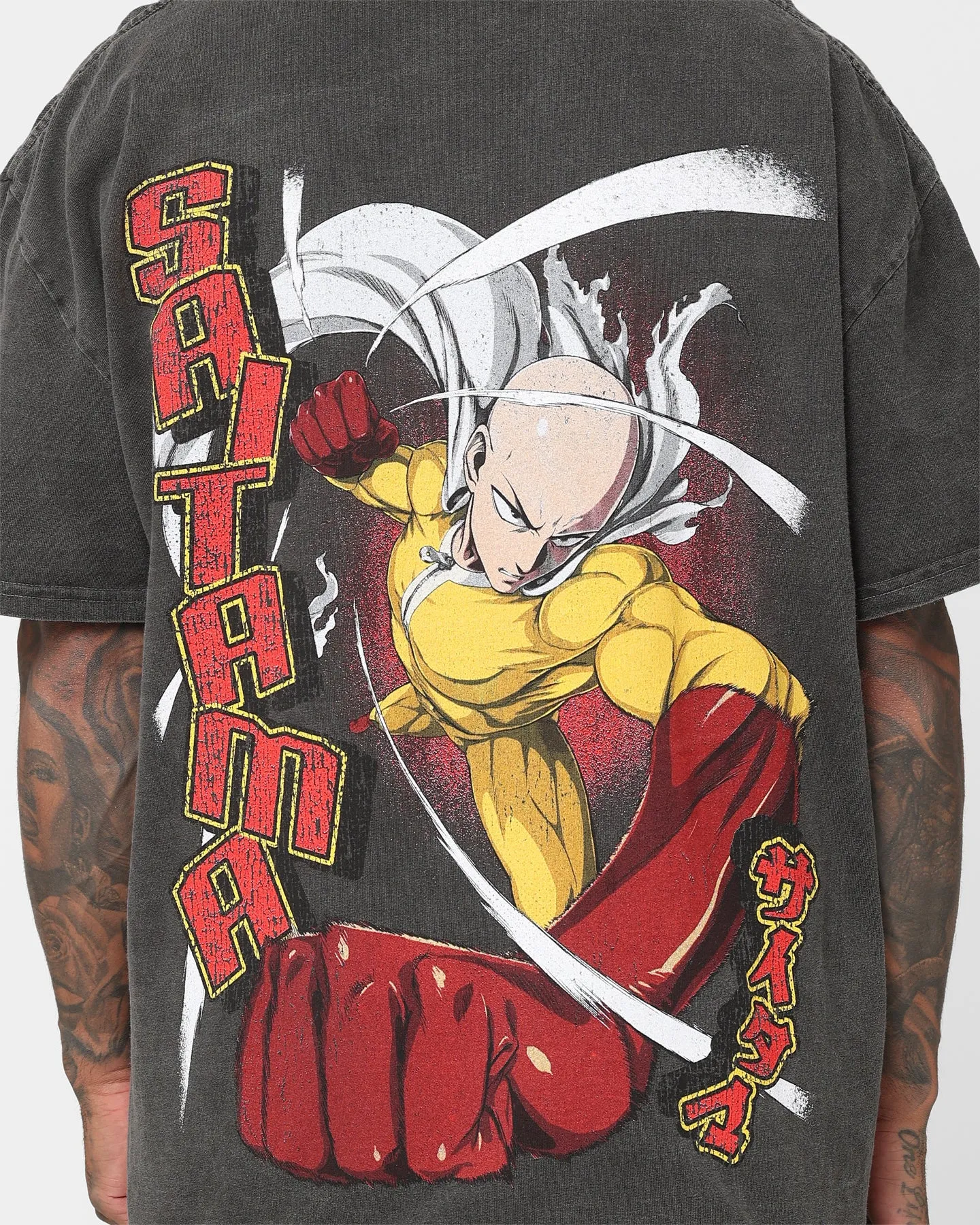 73Studio X One Punch Man Saitama Heavyweight Vintage T-Shirt Black Wash sold by Culture Kings product image thumbnail 5
