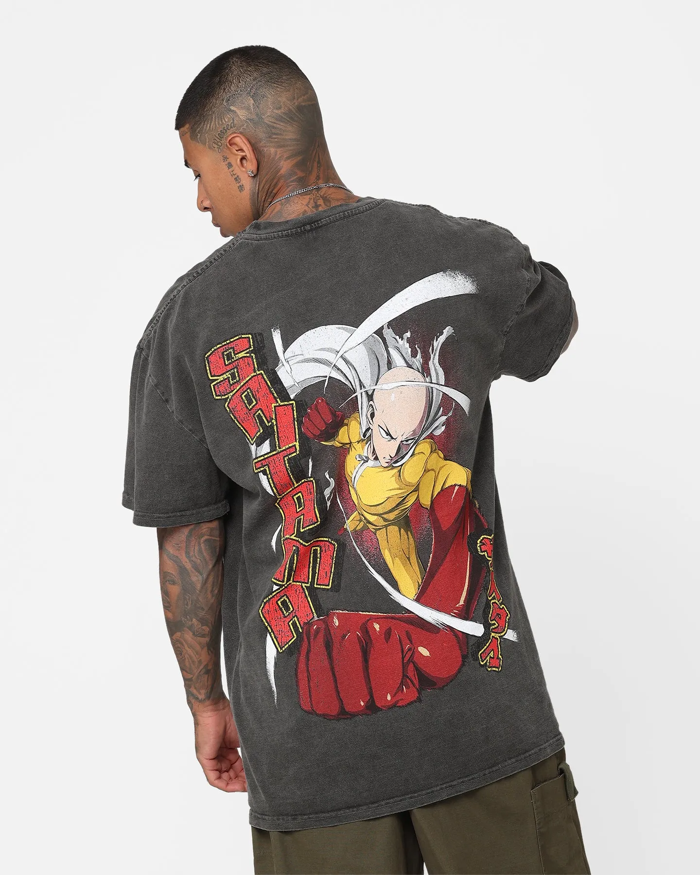 73Studio X One Punch Man Saitama Heavyweight Vintage T-Shirt Black Wash sold by Culture Kings product image thumbnail 2