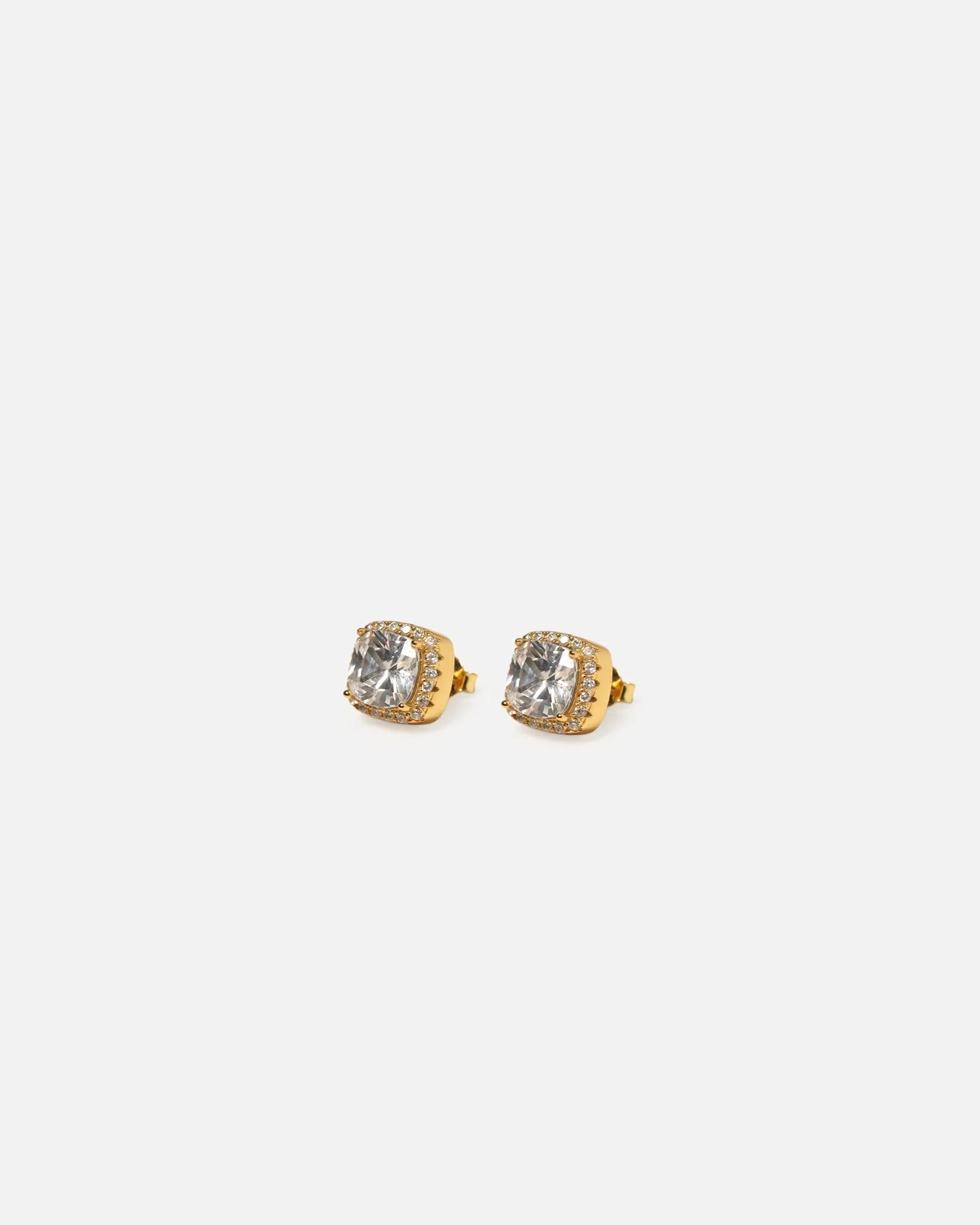 Saint Morta Cushion Cut Halo Earrings Iced Gold sold by Culture Kings