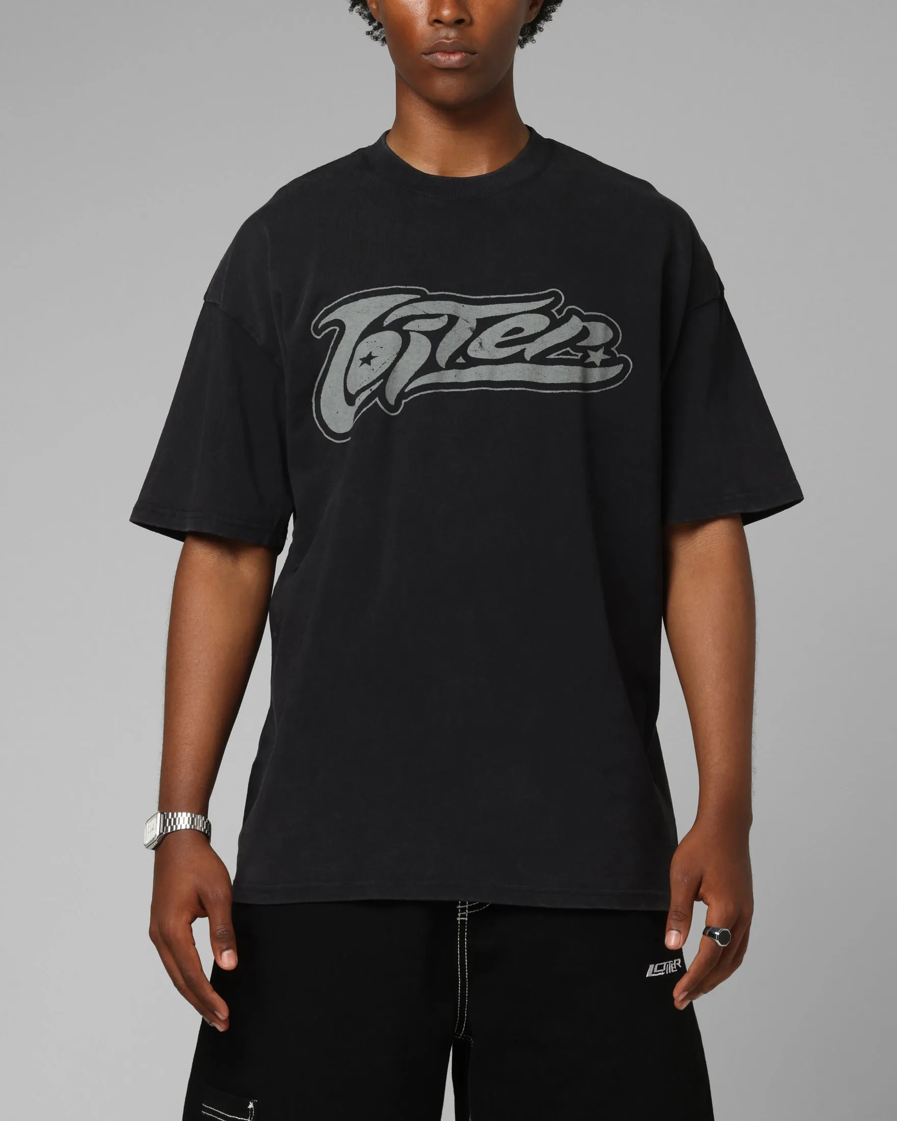 Loiter Jet Stream T-Shirt Black Acidwash sold by Culture Kings