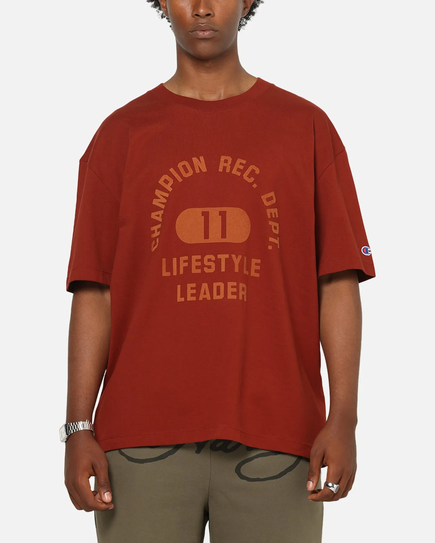 Champion Heritage Flocked Graphic T-Shirt Sumac sold by Culture Kings