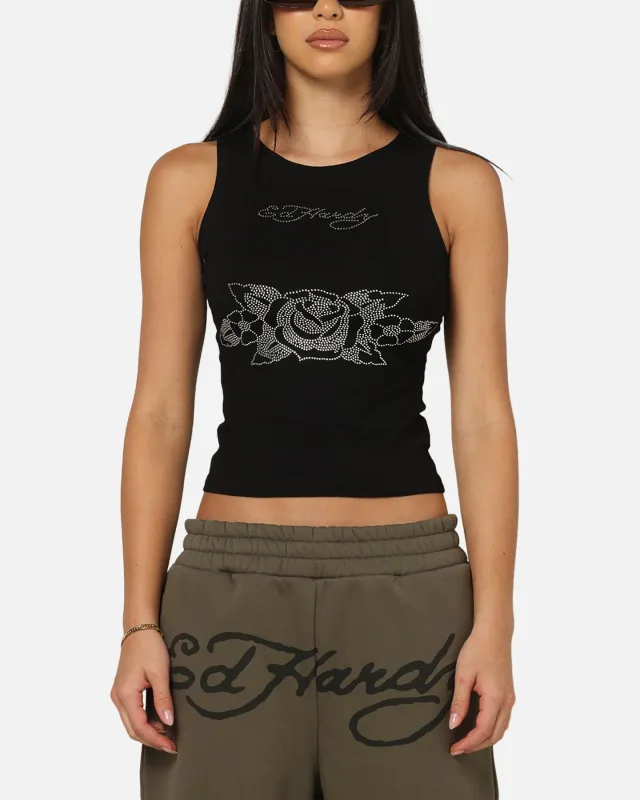 Ed Hardy Women's Rhinestone Rose Tank Black sold by Culture Kings