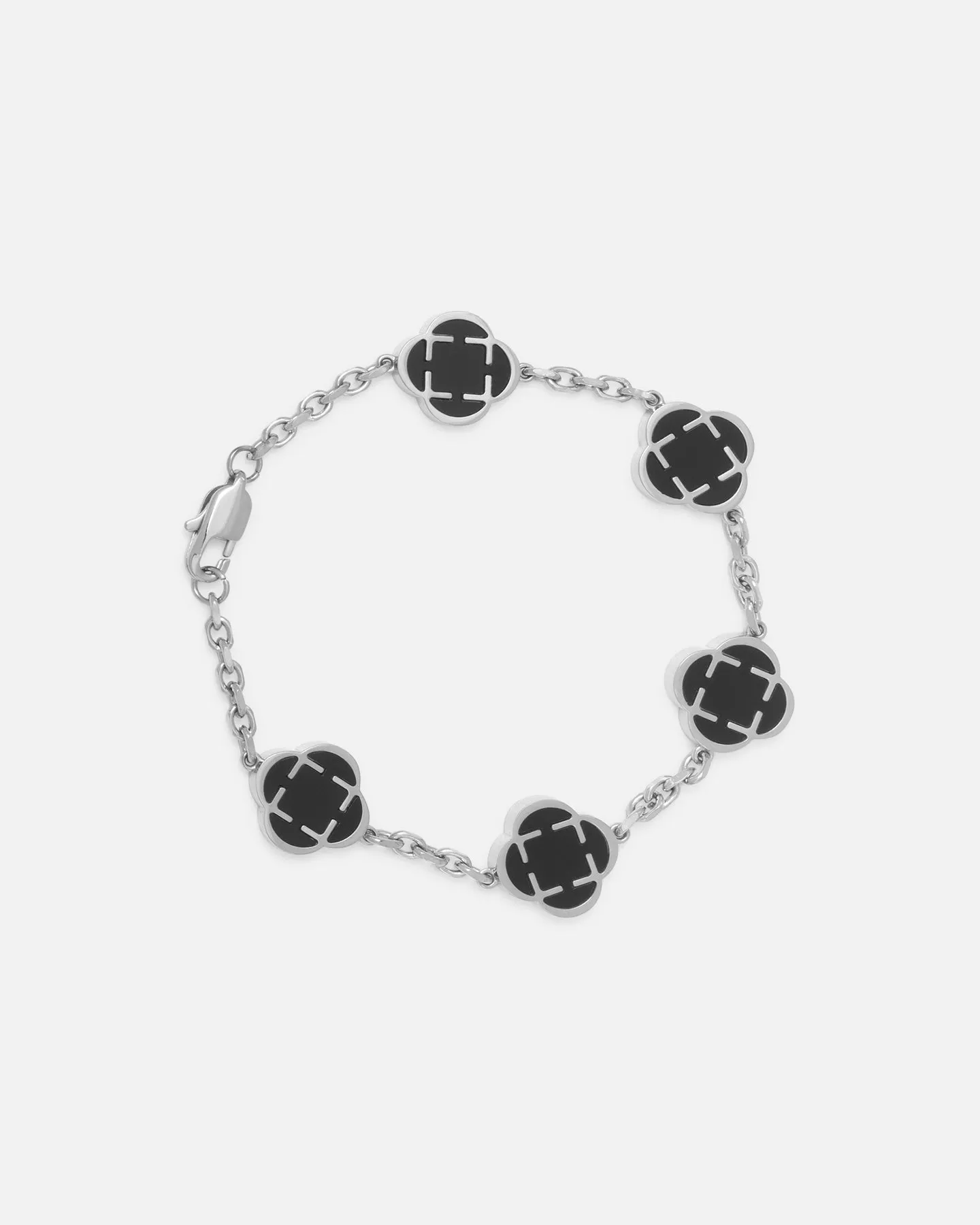 Saint Morta Onyx Clover Bracelet White Gold sold by Culture Kings