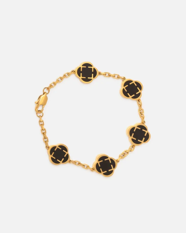 Saint Morta Onyx Clover Bracelet Gold made by Culture Kings