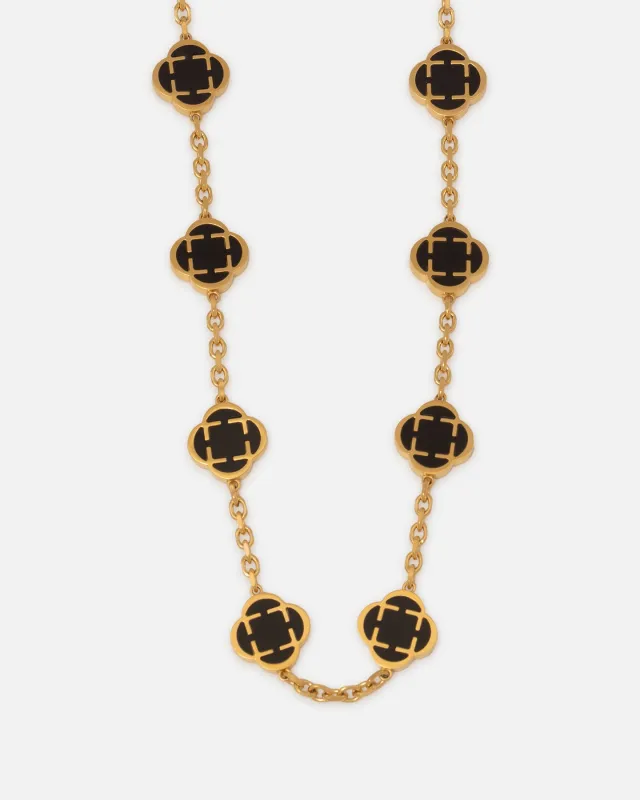 Saint Morta Onyx Clover Necklace Gold made by Culture Kings