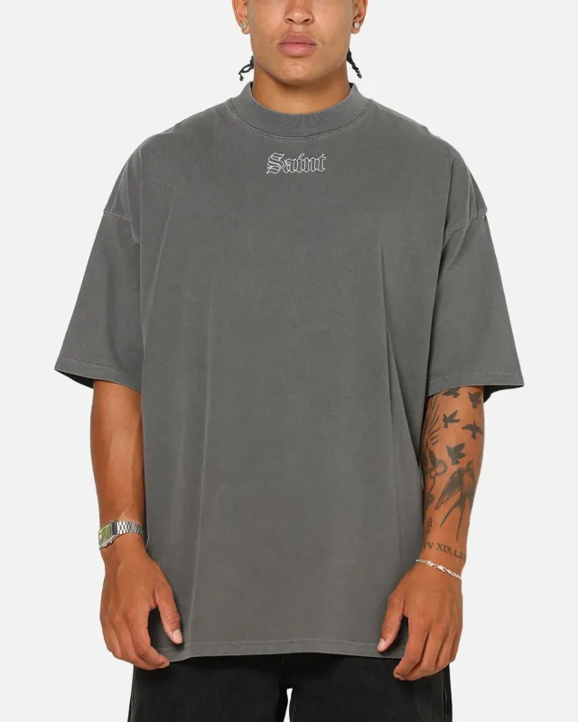 Saint Morta Vigil Mock Neck T-Shirt Washed Charcoal sold by Culture Kings