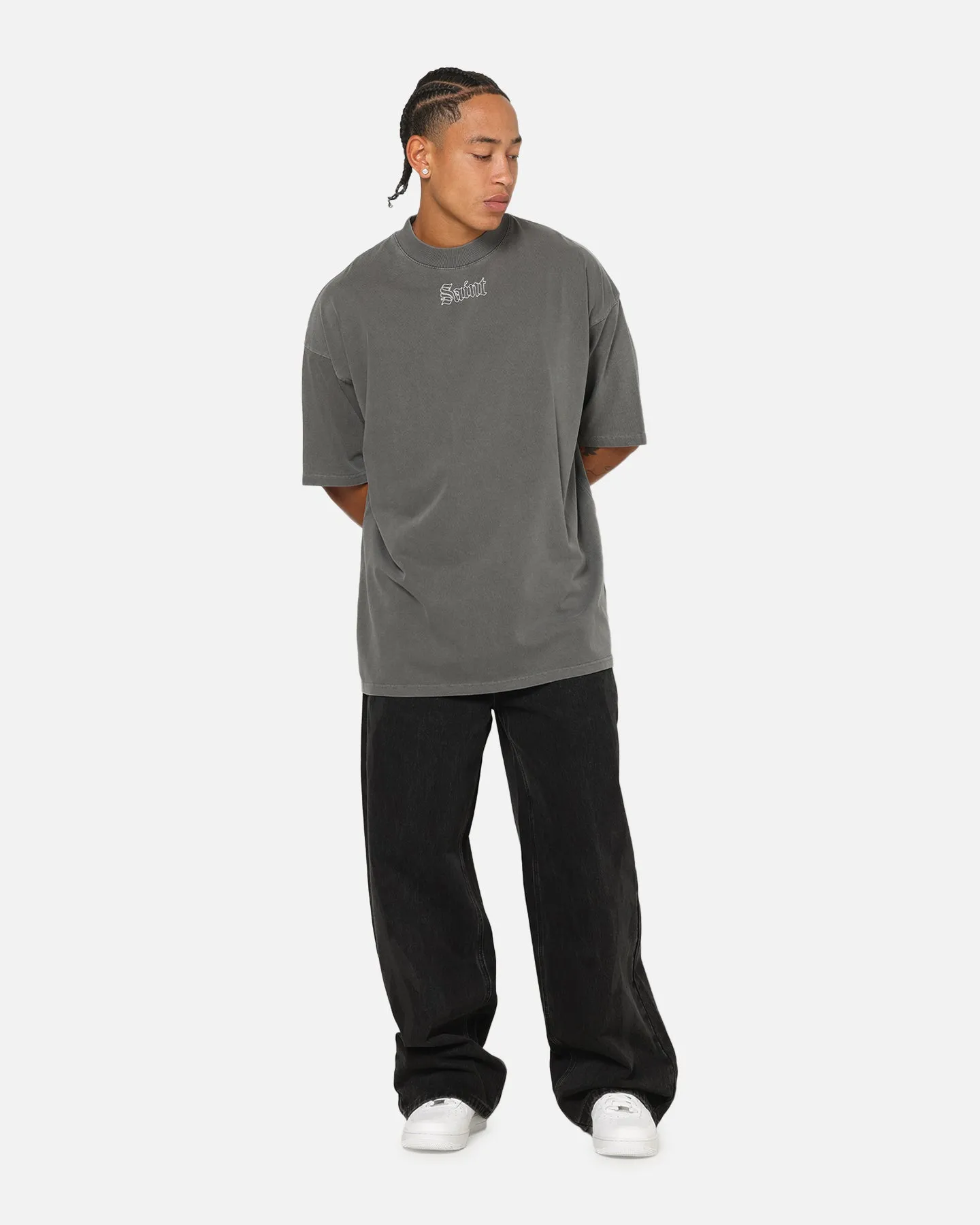 Saint Morta Vigil Mock Neck T-Shirt Washed Charcoal sold by Culture Kings product image thumbnail 2