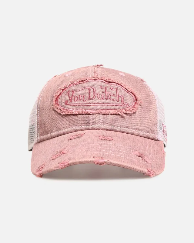 Von Dutch Overdye Wash Trucker Snapback Pink sold by Culture Kings