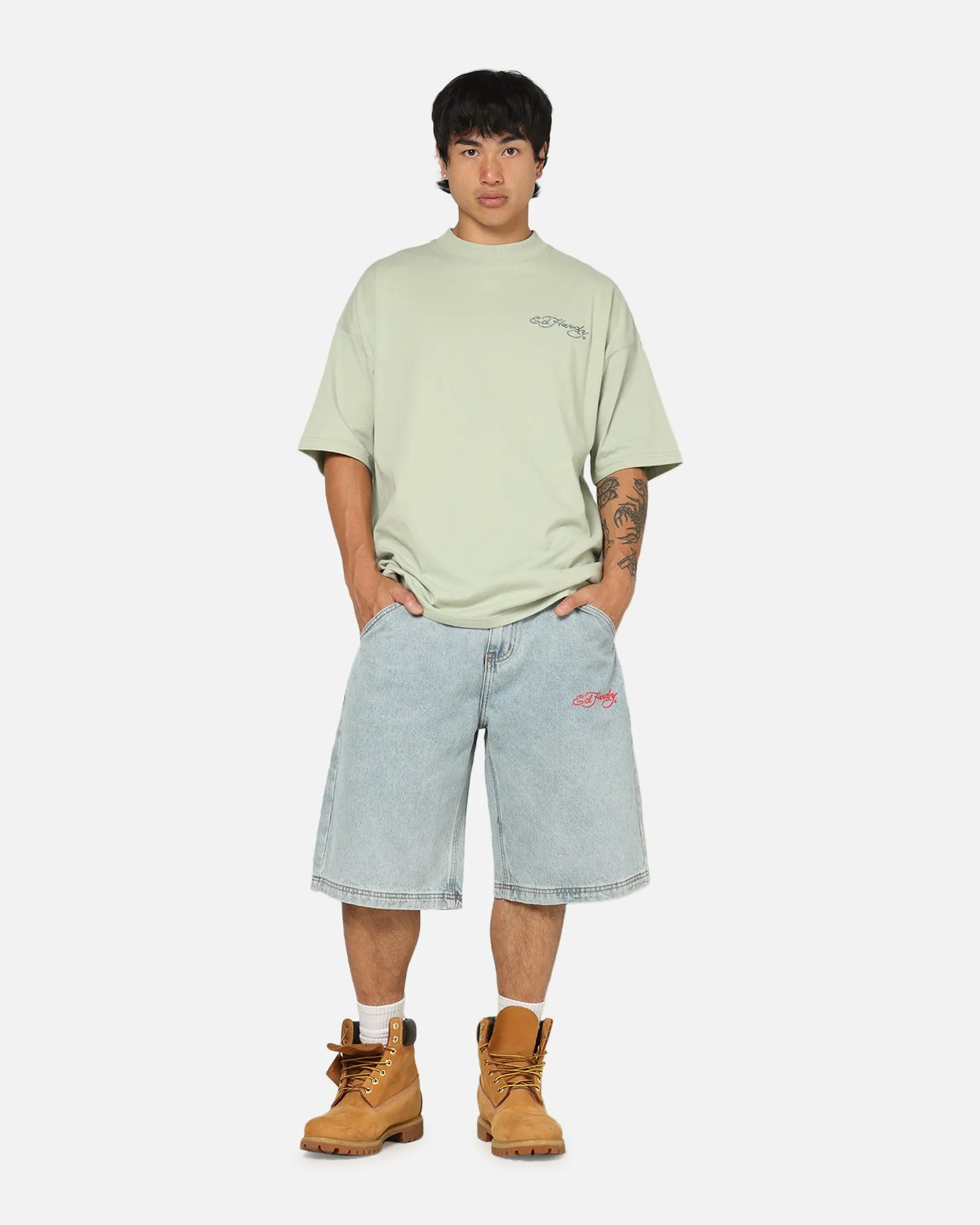 Ed Hardy Brave Hearts Jorts Light Wash Denim sold by Culture Kings product image thumbnail 2