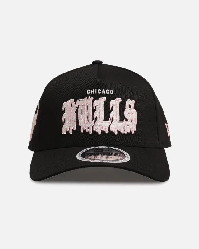 New Era Chicago Bulls 'Drip Glow Script' 9FORTY A-Frame Snapback Black/Pink sold by Culture Kings
