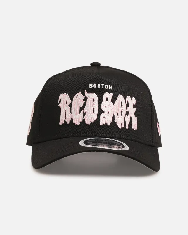 New Era Boston Red Sox 'Drip Glow Script' 9FORTY A-Frame Snapback Black/Pink sold by Culture Kings