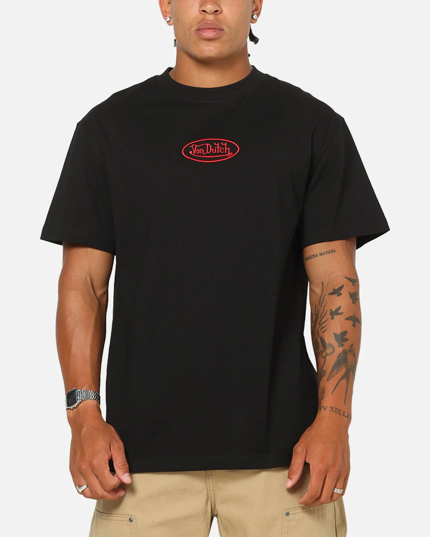 Von Dutch Distressed Embroidered Patch T-Shirt Black sold by Culture Kings