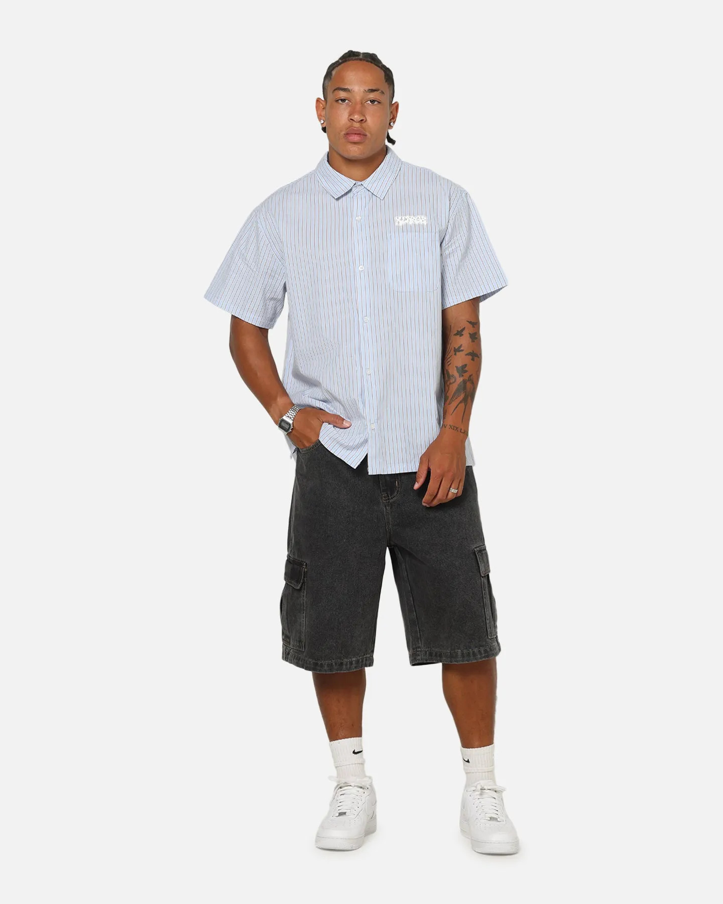 X-Large Drip Button Up Shirt Blue Stripe/White sold by Culture Kings product image thumbnail 4