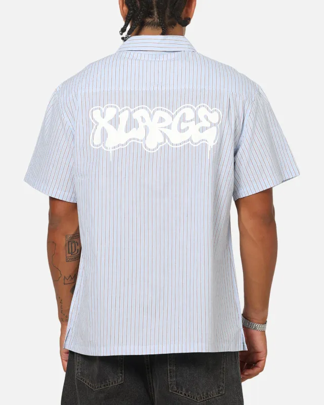 X-Large Drip Button Up Shirt Blue Stripe/White made by Culture Kings