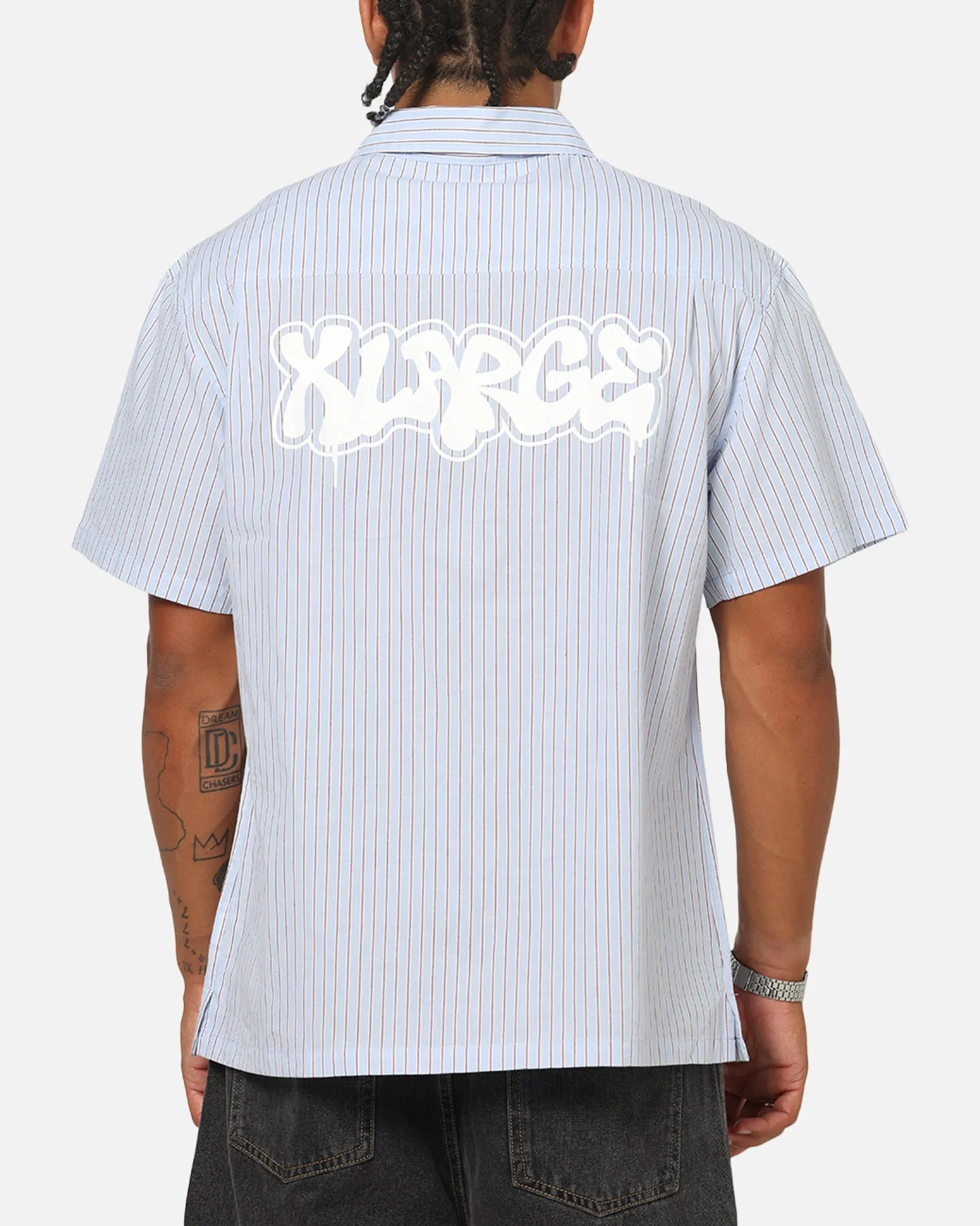 X-Large Drip Button Up Shirt Blue Stripe/White sold by Culture Kings