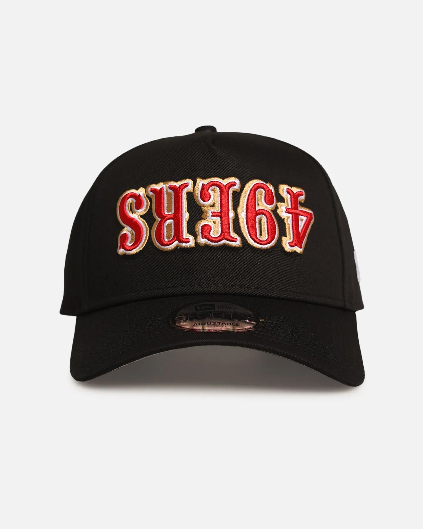 New Era San Francisco 49ers 'Upside Down Logo' 9FORTY A-Frame Snapback Black sold by Culture Kings