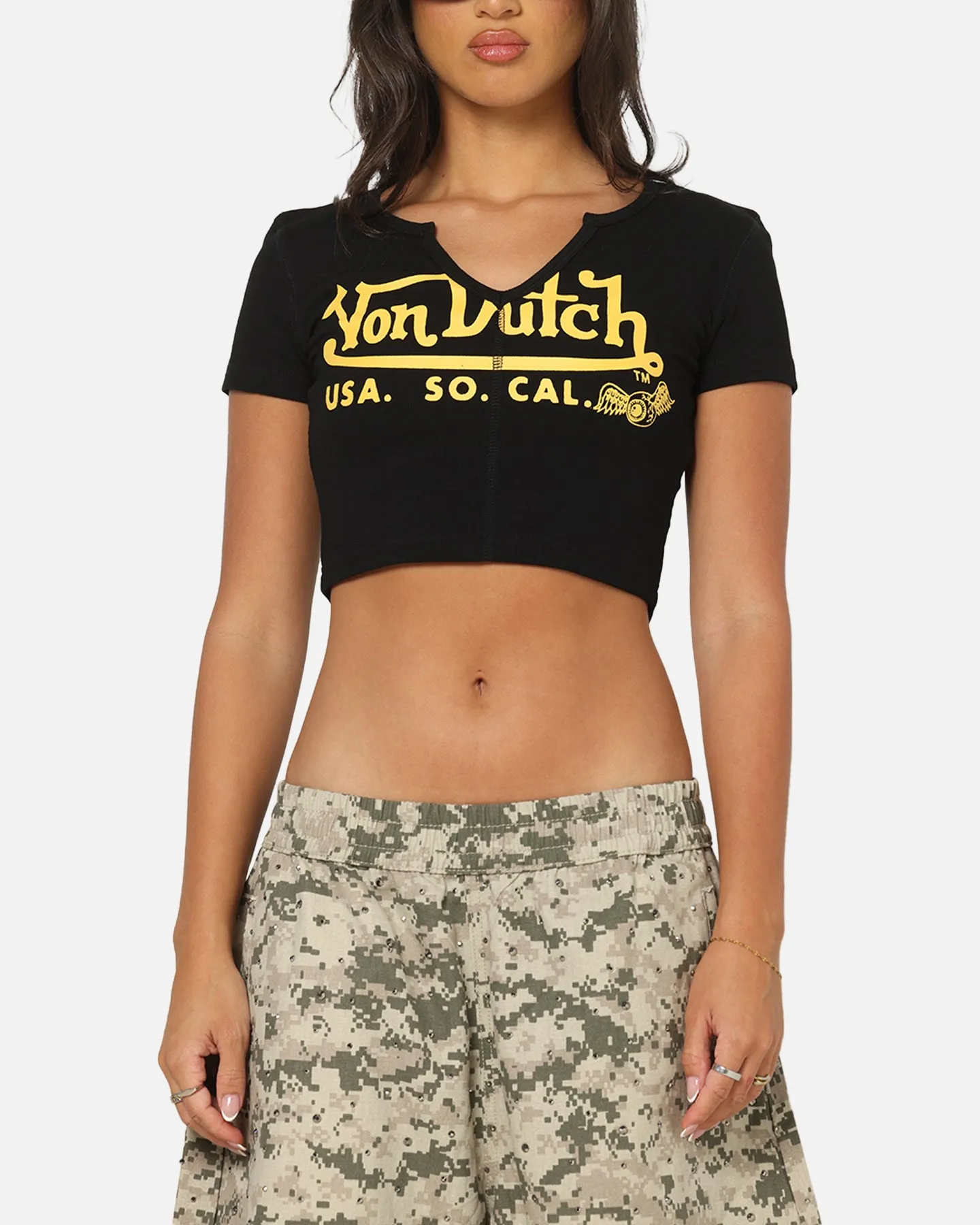Von Dutch Women's Cropped T-Shirt Black sold by Culture Kings