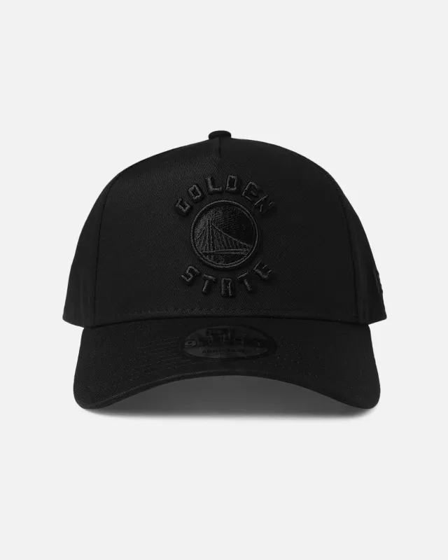 New Era Golden State Warriors 'NBA Black On Black' 9FORTY A-Frame Snapback Black made by New Era