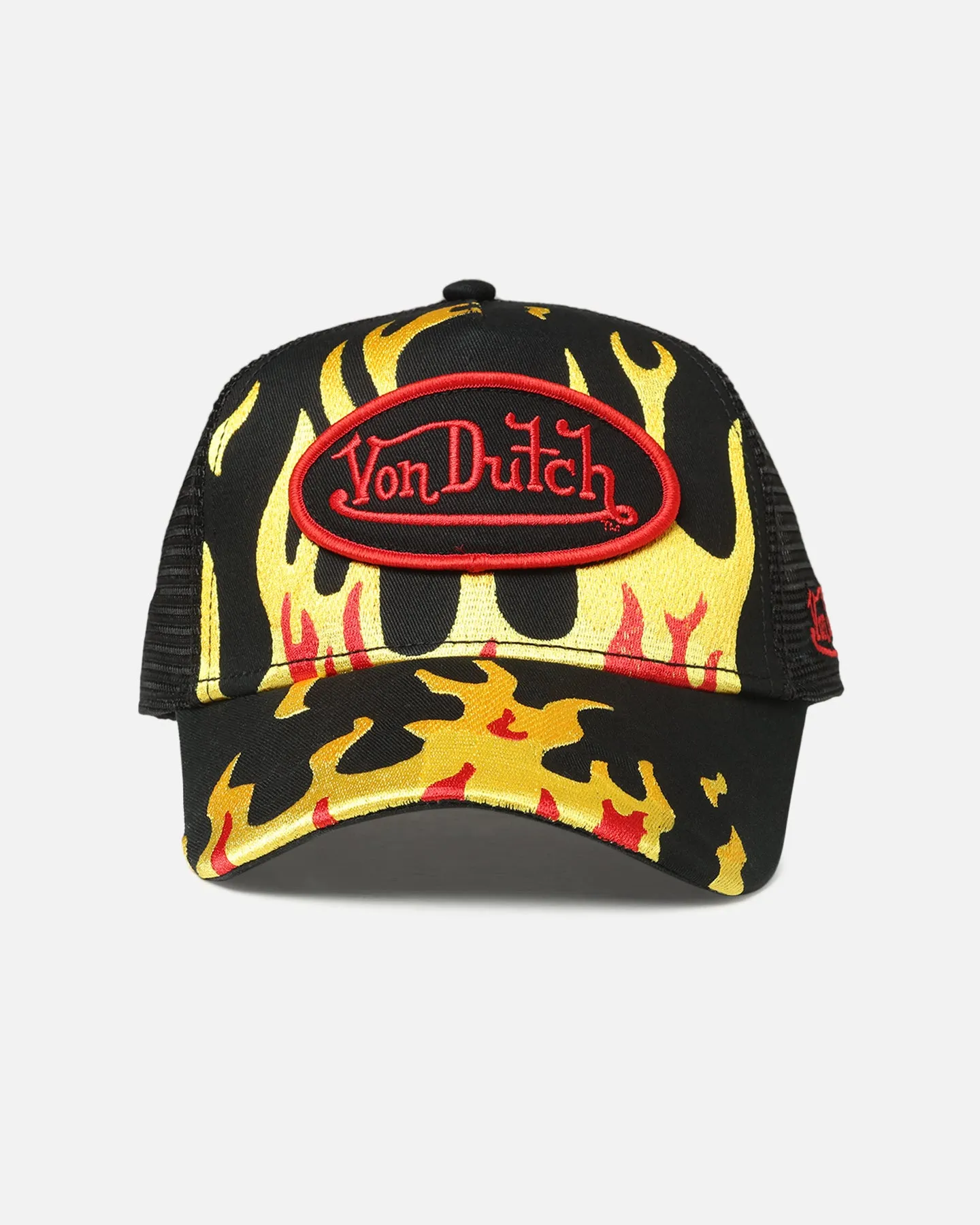 Von Dutch Fire Patch Trucker Snapback Black/Yellow sold by Culture Kings