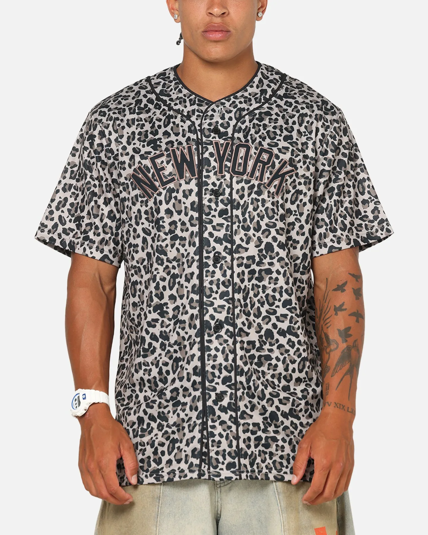 Majestic Athletic New York Yankees Leopard Baseball Button Up Shirt Leopard sold by Culture Kings