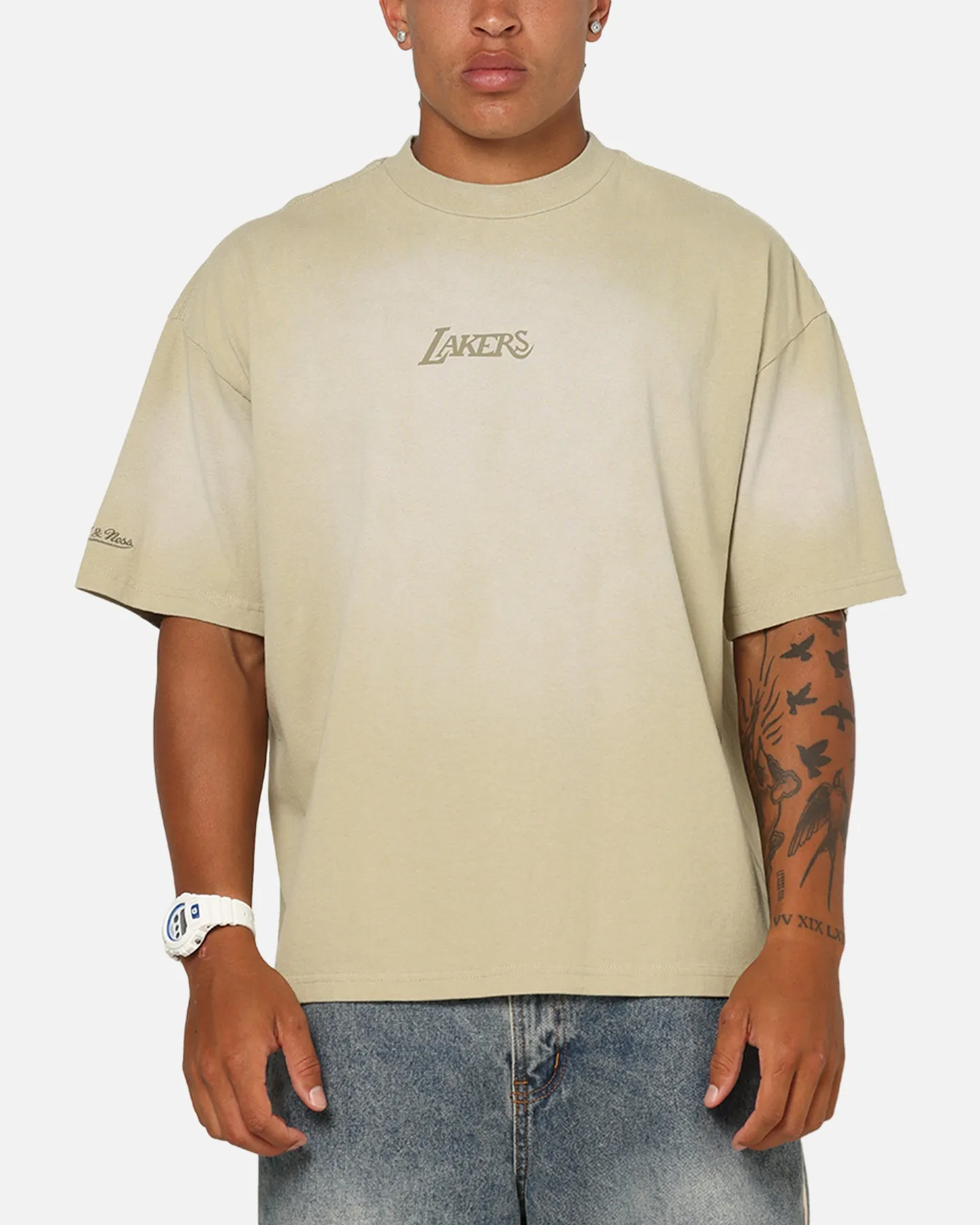 Mitchell & Ness Los Angeles Lakers Big Oversized Logo T-Shirt Gravel Stone sold by Culture Kings product image thumbnail 2
