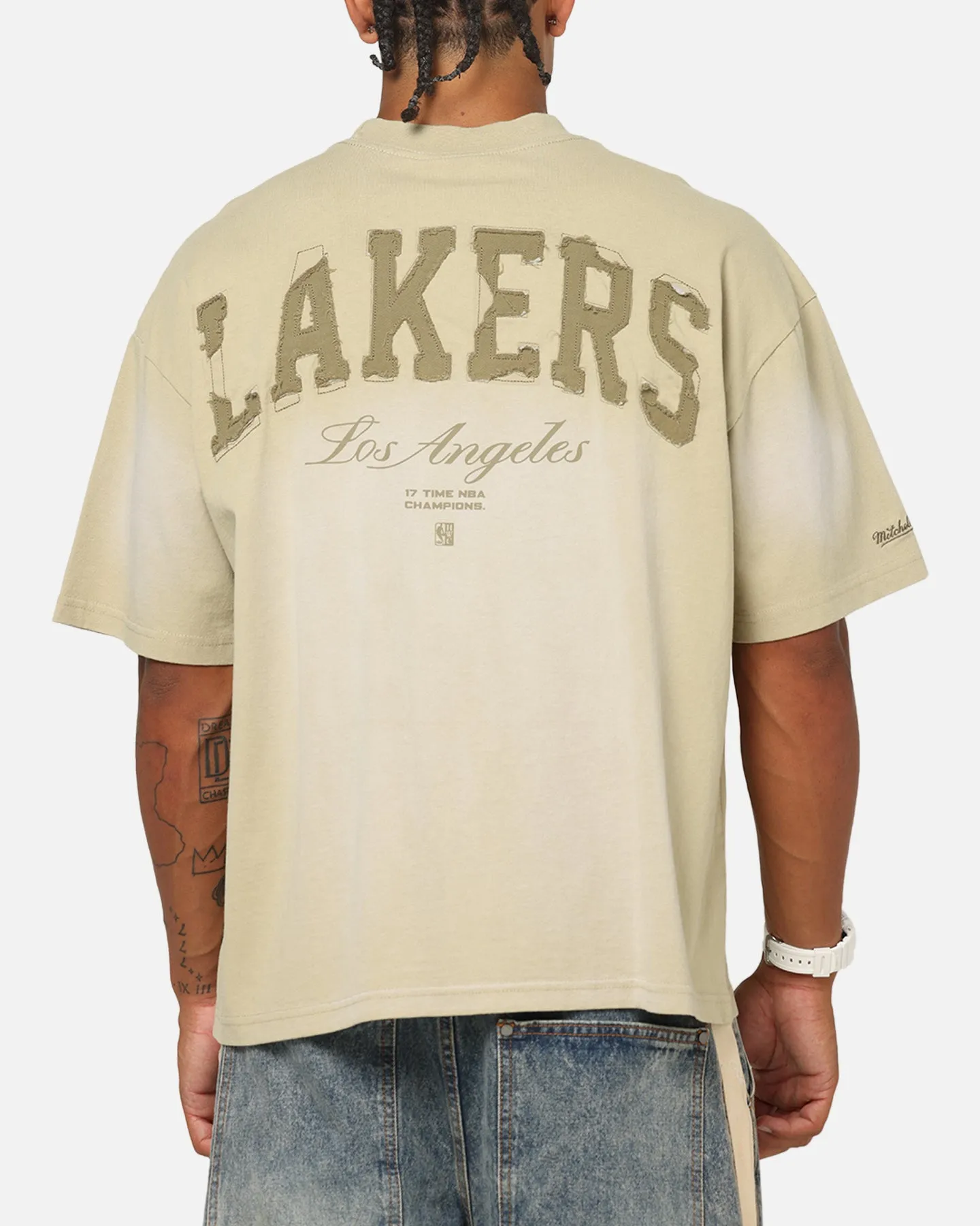 Mitchell & Ness Los Angeles Lakers Big Oversized Logo T-Shirt Gravel Stone sold by Culture Kings