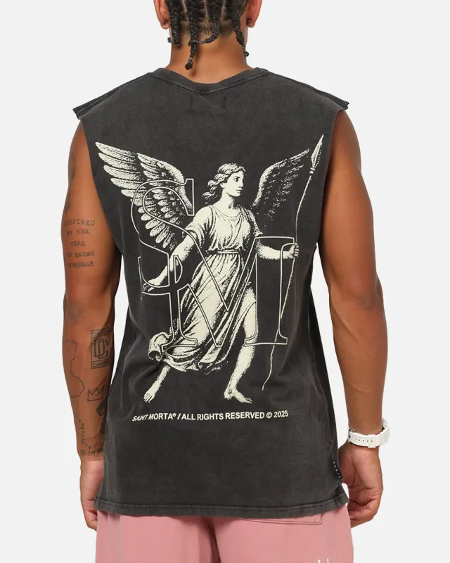 Saint Morta Archangel Oversized Muscle T-Shirt Vintage Black sold by Culture Kings