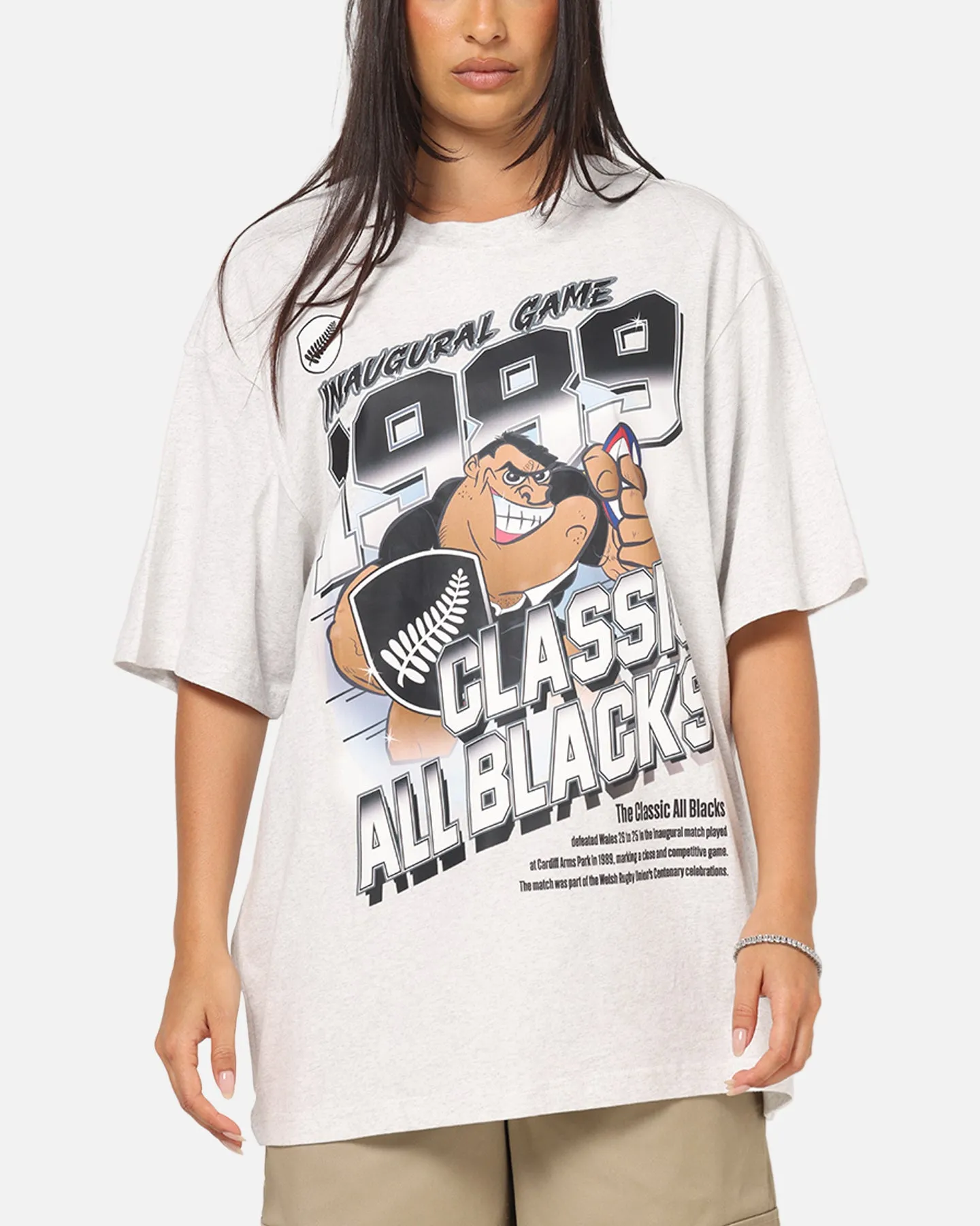 Mitchell & Ness All Blacks Rugby Union Inaugural Game T-Shirt Silver Marle sold by Culture Kings