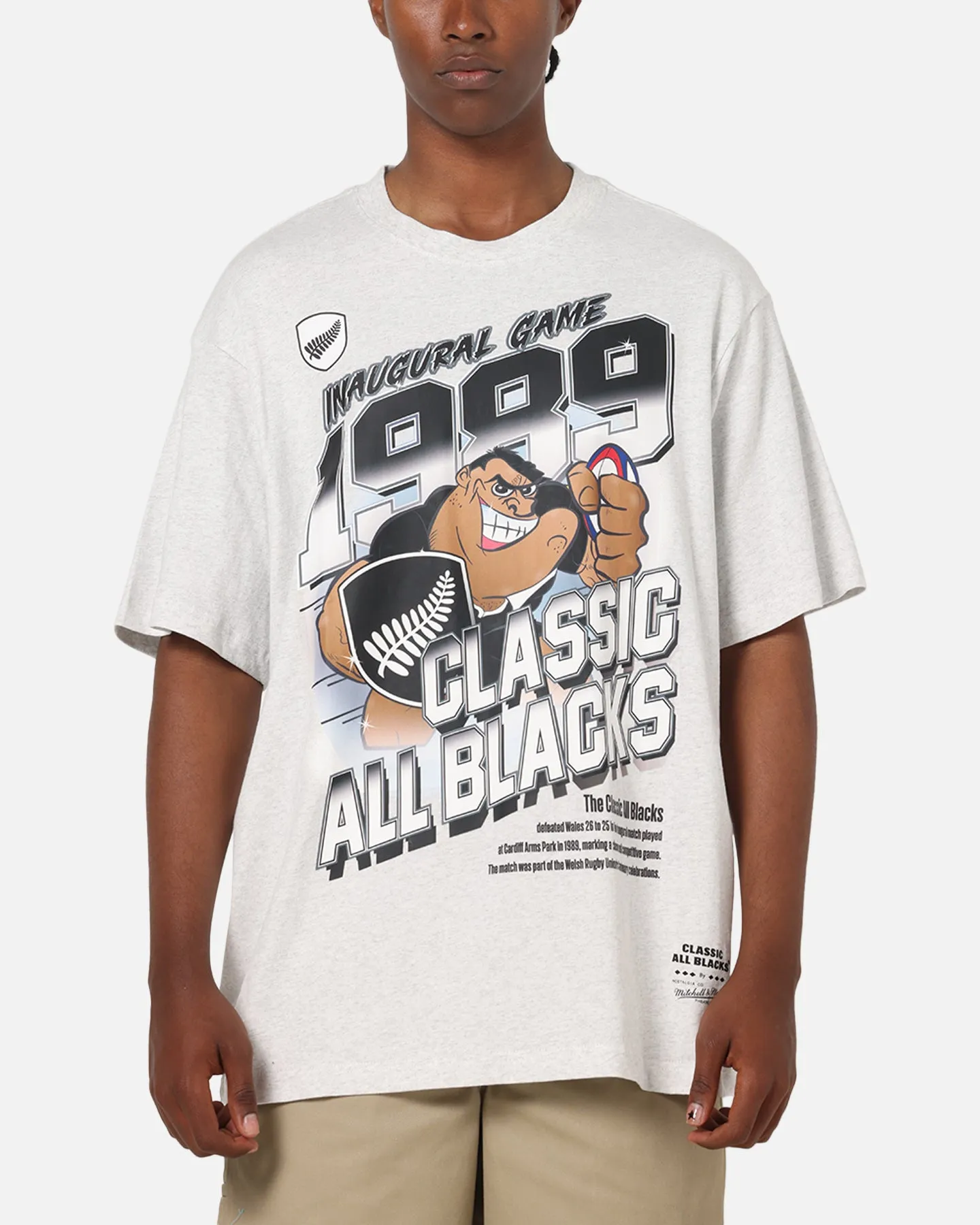 Mitchell & Ness All Blacks Rugby Union Inaugural Game T-Shirt Silver Marle sold by Culture Kings