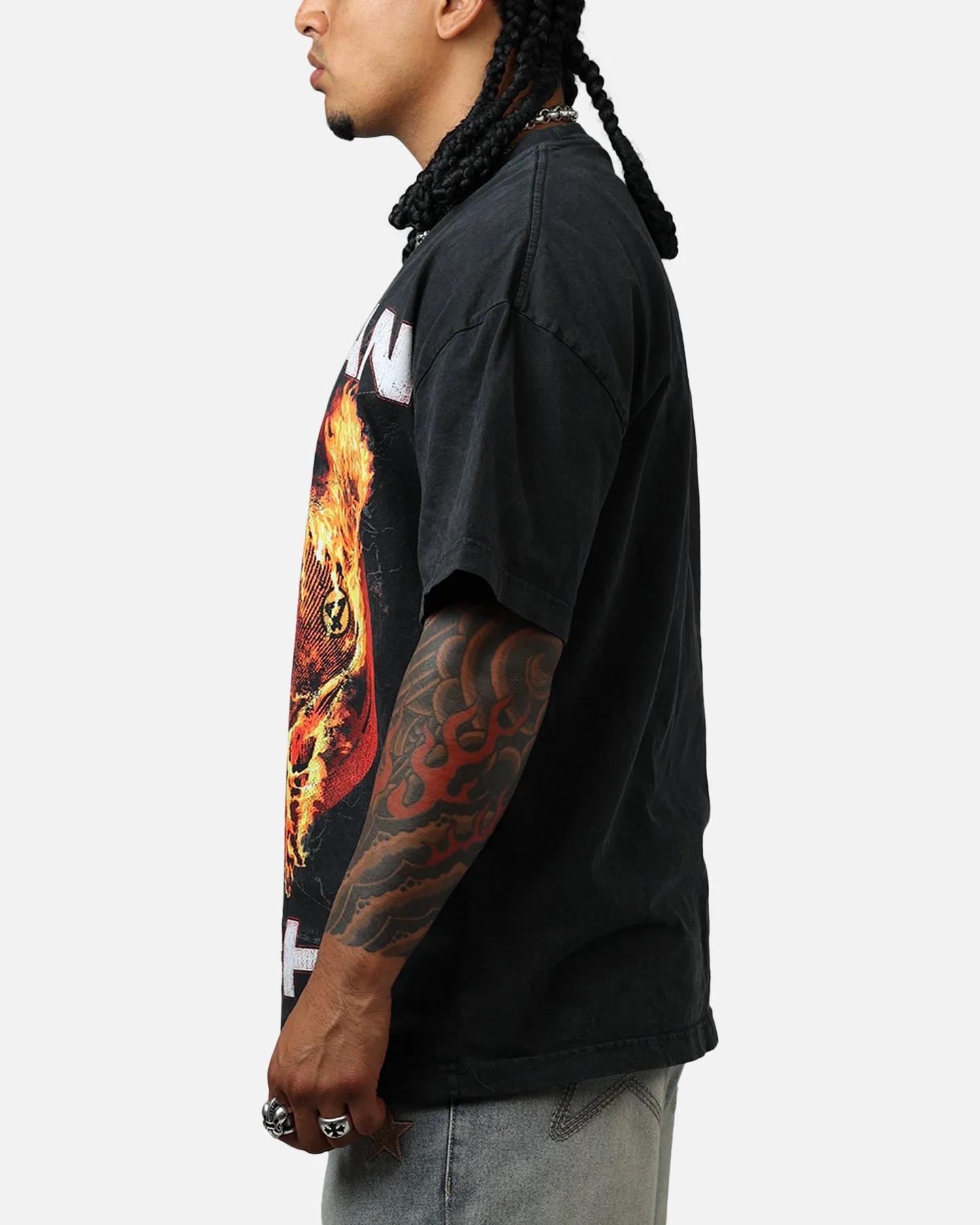 73Studio Marvel Fantastic Four Human Torch Fire Vintage T-Shirt Black Acidwash sold by Culture Kings product image thumbnail 5