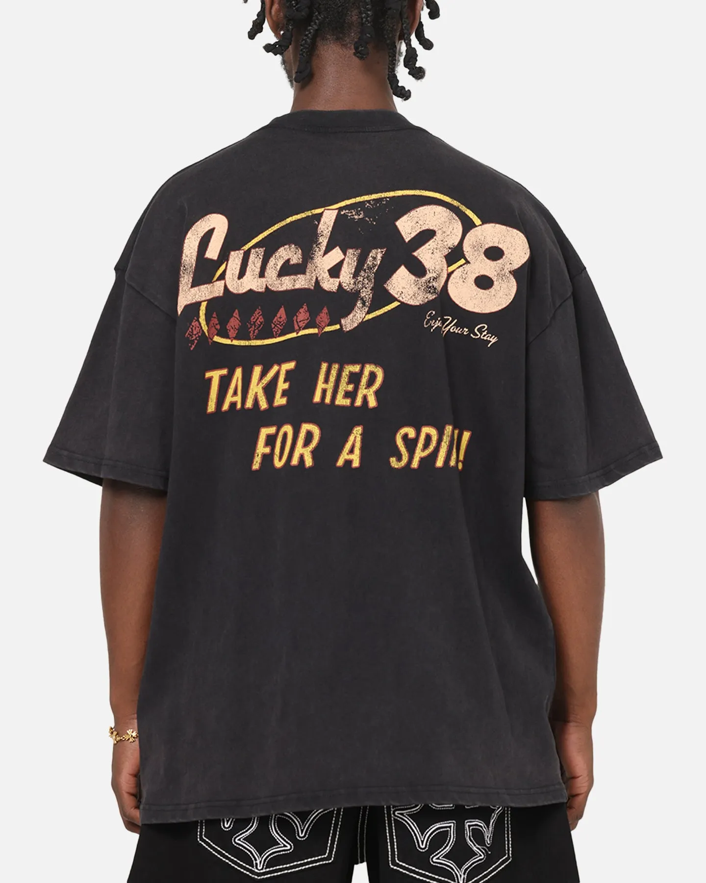 73Studio X Fallout: New Vegas Lucky 38 T-Shirt Black Acidwash sold by Culture Kings