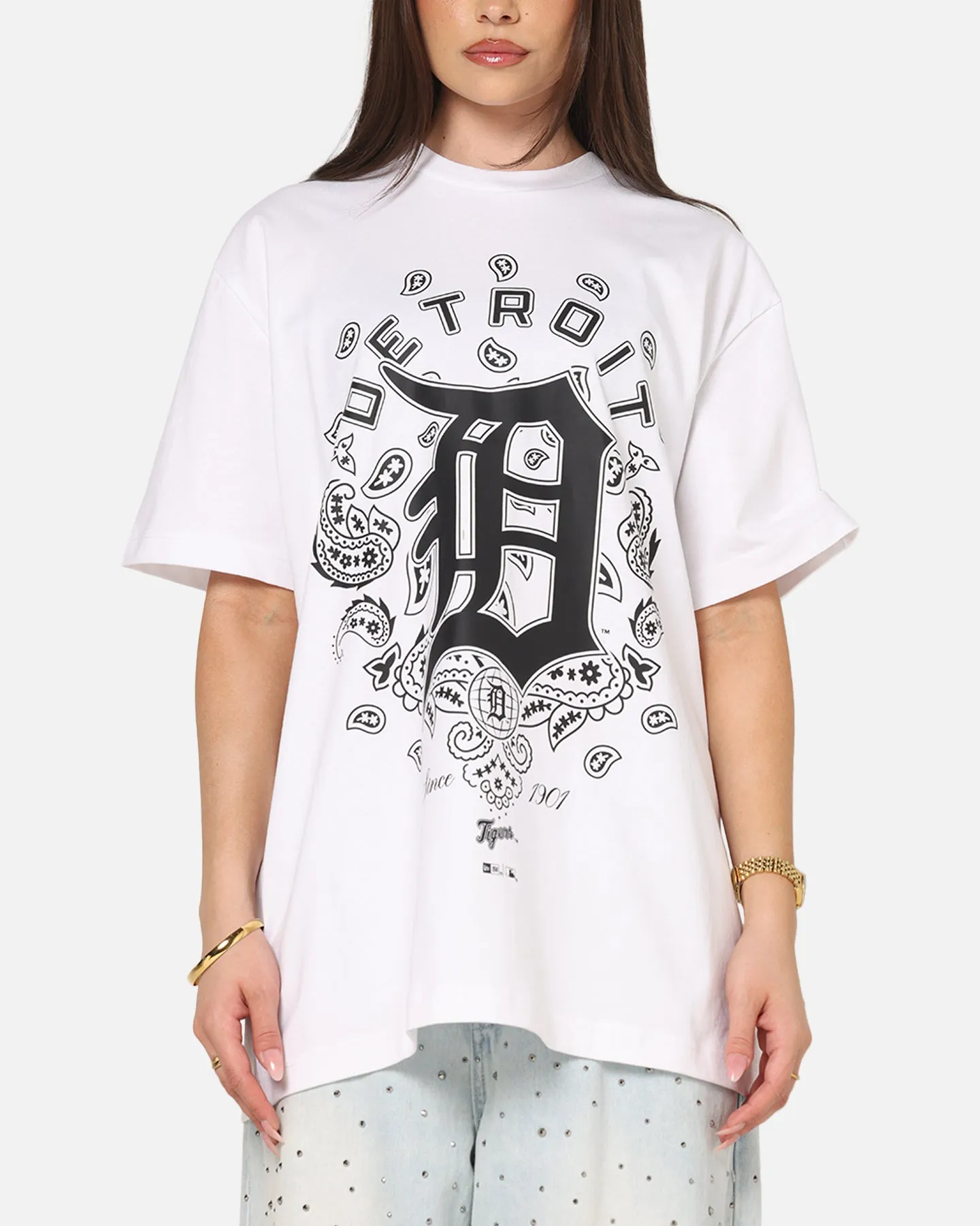 New Era Detroit Tigers Paisley Oversized T-Shirt White sold by Culture Kings