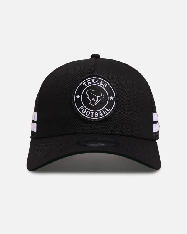 New Era Houston Texans 'Stripe' 9FORTY A-Frame Trucker Snapback Black/White made by New Era