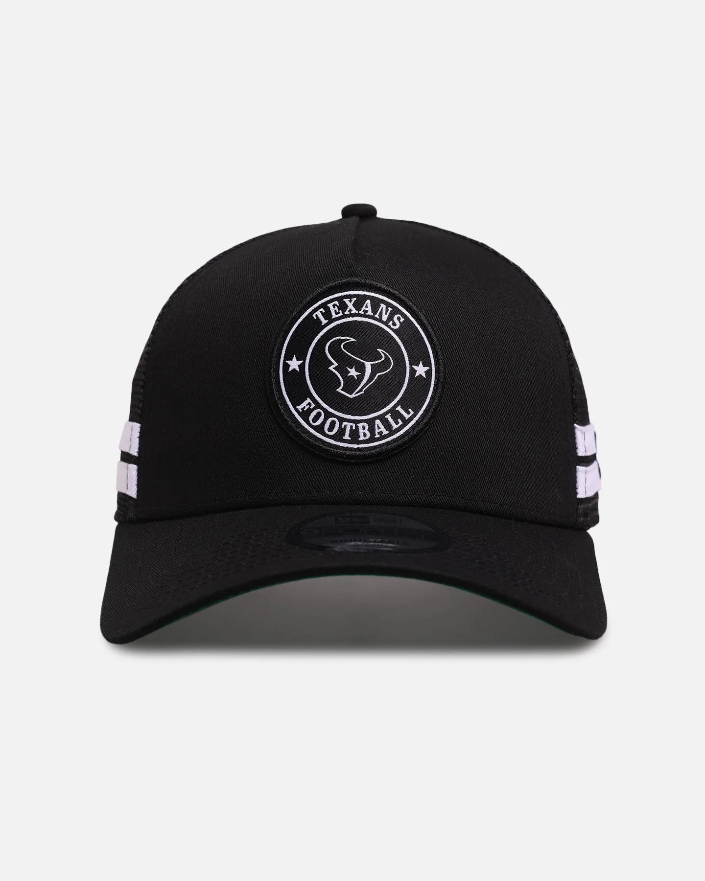 New Era Houston Texans 'Stripe' 9FORTY A-Frame Trucker Snapback Black/White sold by Culture Kings