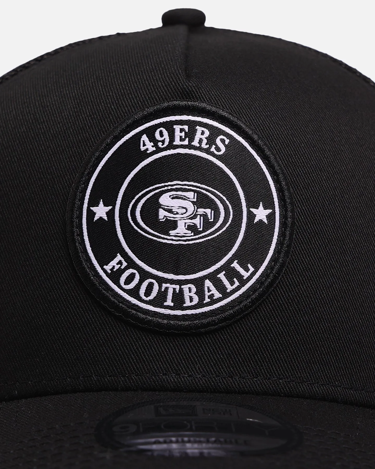 New Era San Francisco 49ers 'Stripe' 9FORTY A-Frame Trucker Snapback Black/White sold by Culture Kings product image thumbnail 5
