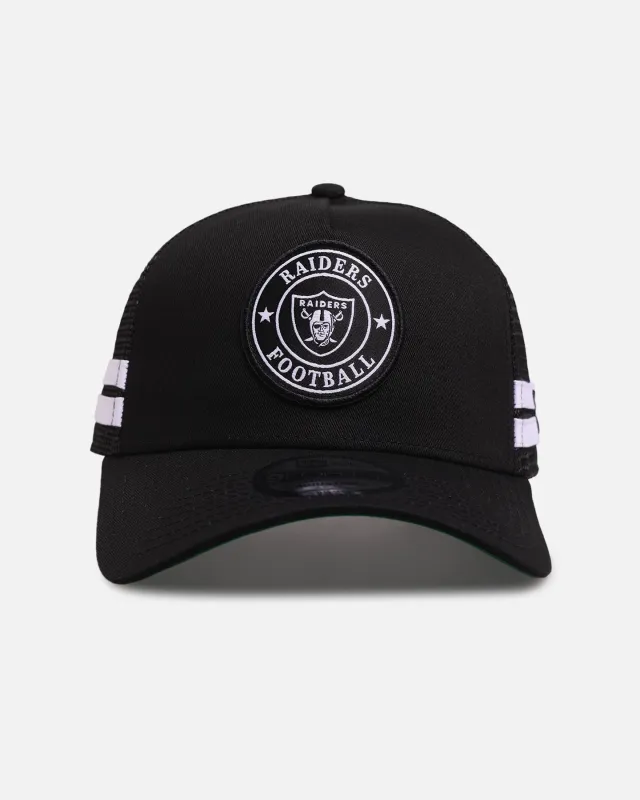 New Era Las Vegas Raiders 'Stripe' 9FORTY A-Frame Trucker Snapback Black/White made by New Era