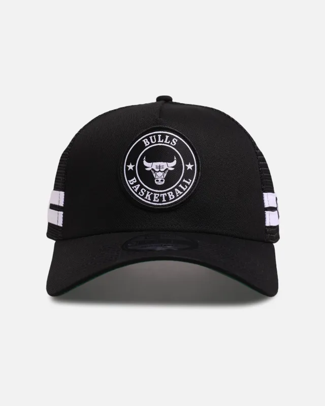 New Era Chicago Bulls 'Stripe' 9FORTY A-Frame Trucker Snapback Black/White sold by Culture Kings