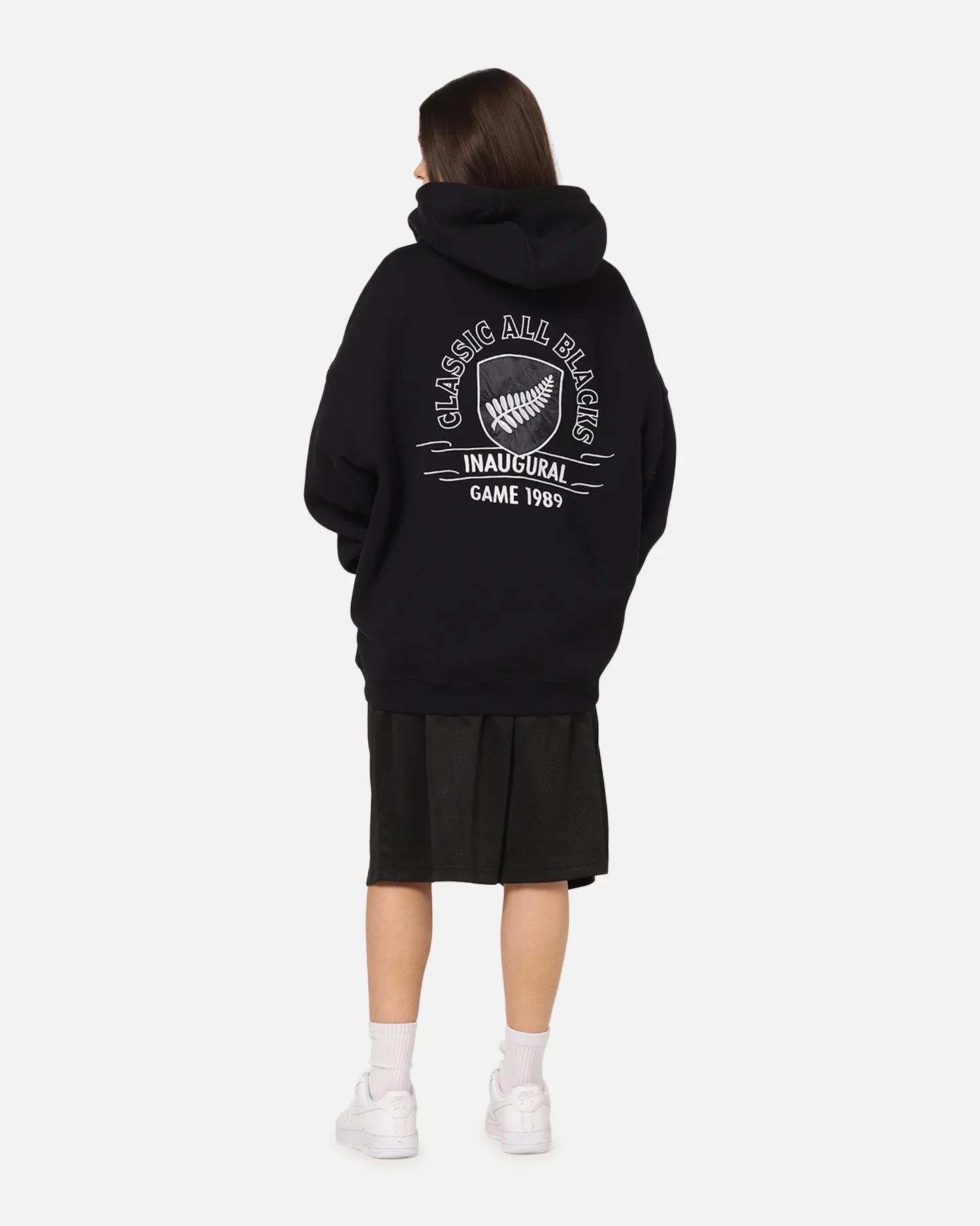 Mitchell & Ness All Blacks Rugby Union Classic Silver Fern Hoodie Solid Black sold by Culture Kings product image thumbnail 3