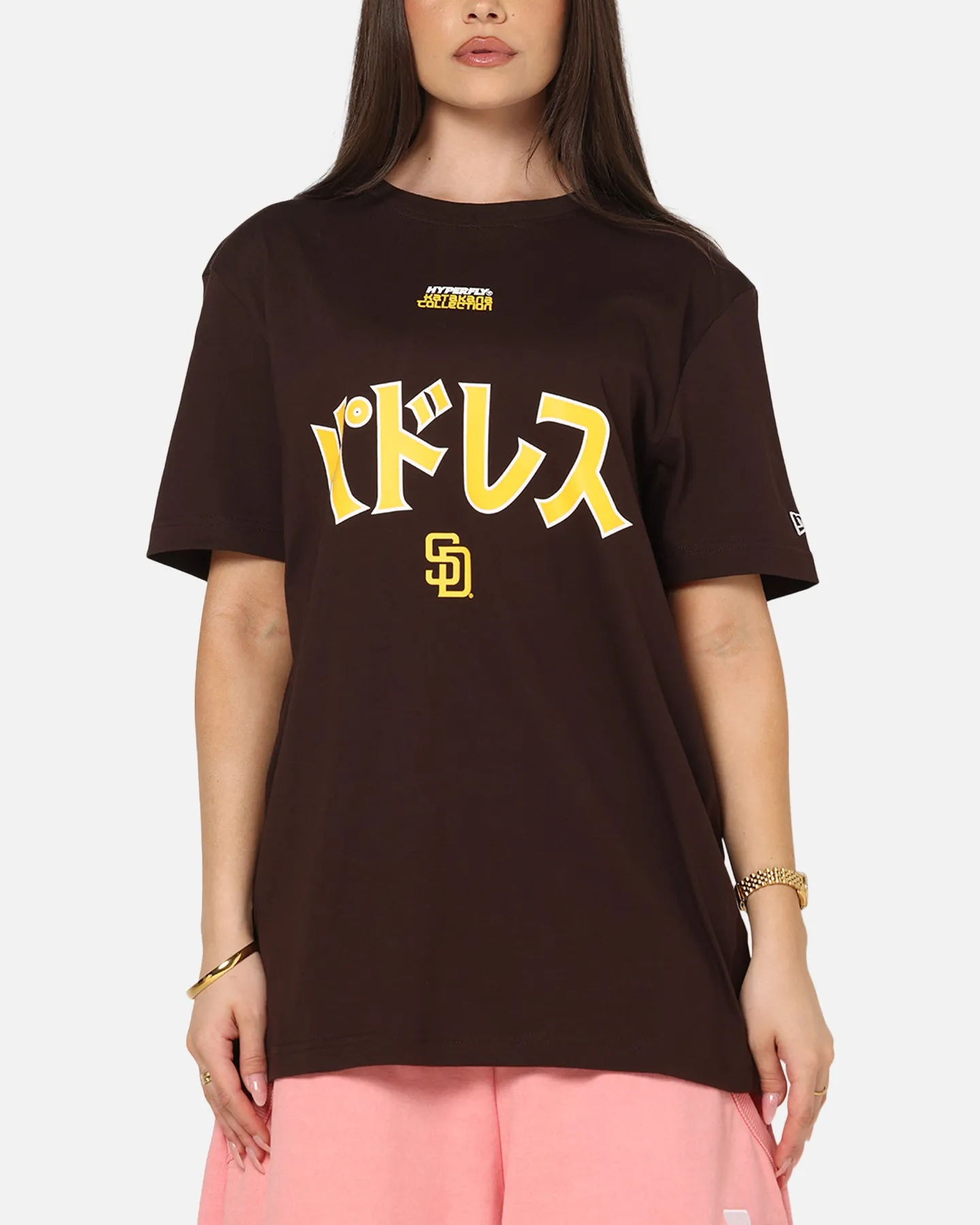 New Era San Diego Padres 'Hyperfly Katakana x MLB' T-Shirt Dark Brown sold by Culture Kings