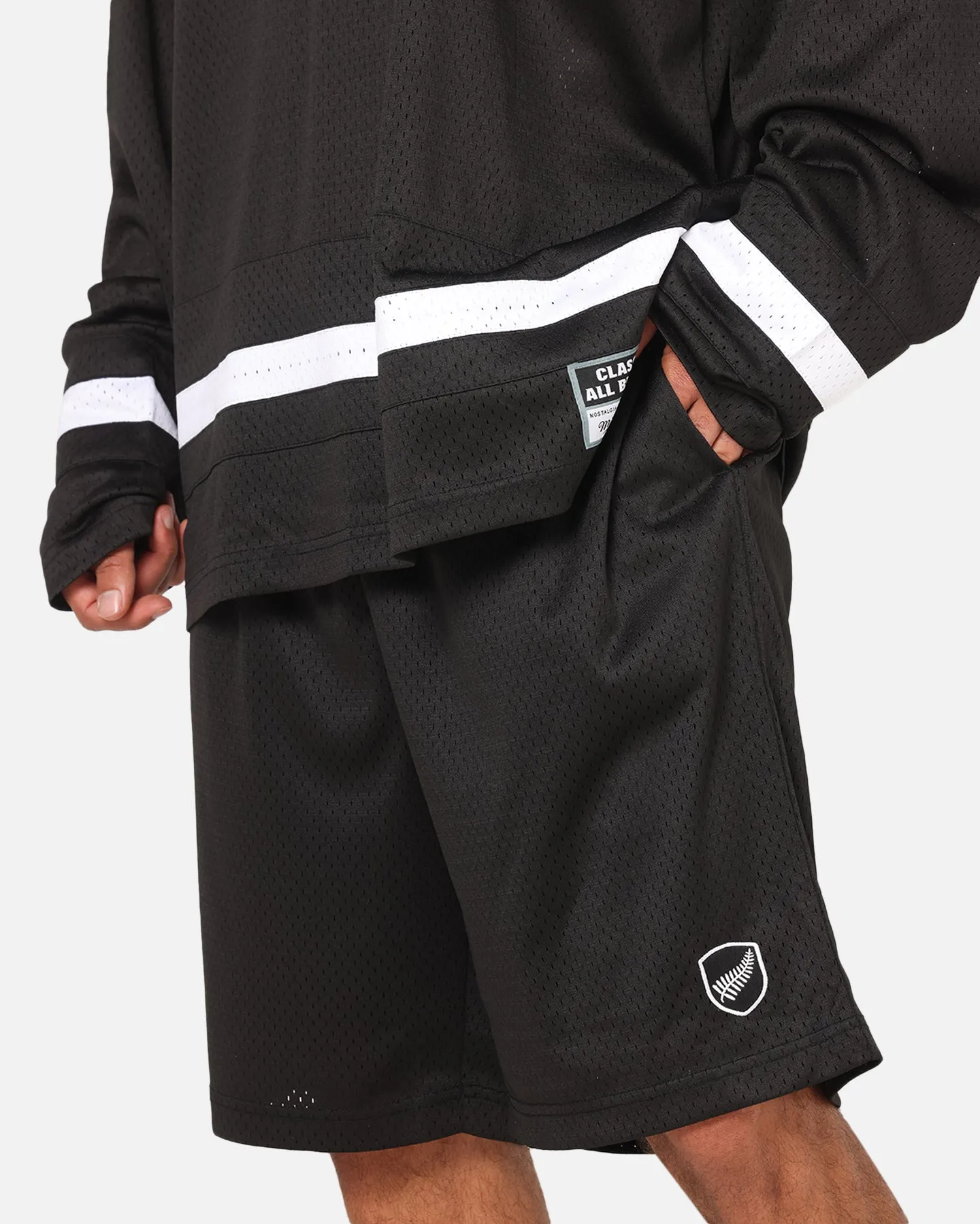 Mitchell & Ness All Black Rugby Union Classic Mesh Shorts Solid Black sold by Culture Kings product image thumbnail 3